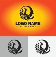 Peacock logo luxury style icon company brand business peacock logo template editable vector