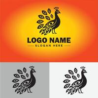 Peacock logo luxury style icon company brand business peacock logo template editable vector