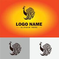 Peacock logo luxury style icon company brand business peacock logo template editable vector