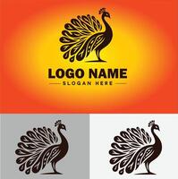 Peacock logo luxury style icon company brand business peacock logo template editable vector