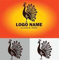 Peacock logo luxury style icon company brand business peacock logo template editable vector