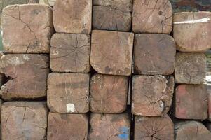 Wooden square blocks wall texture background photo