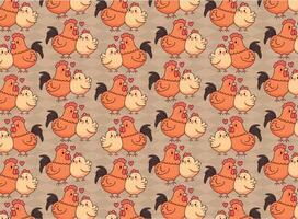 gallo y gallina pareja, ilustración patrón, vector, para telas, antecedentes vector
