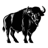 AI generated Silhouette buffalo full body black color only vector