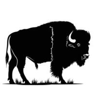 AI generated Silhouette buffalo full body black color only vector