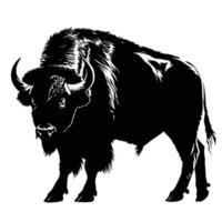 AI generated Silhouette buffalo full body black color only vector