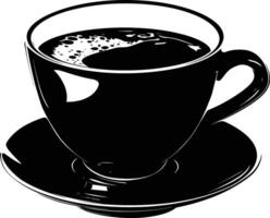 AI generated Silhouette a cup of coffee black color only vector