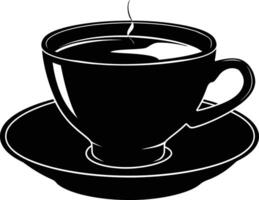 AI generated Silhouette a cup of coffee black color only vector