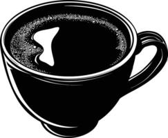 AI generated Silhouette a cup of coffee black color only vector