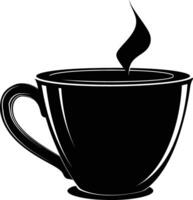 AI generated Silhouette a cup of coffee black color only vector