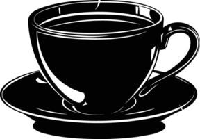 AI generated Silhouette a cup of coffee black color only vector