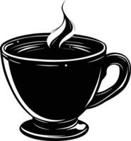 AI generated Silhouette a cup of coffee black color only vector