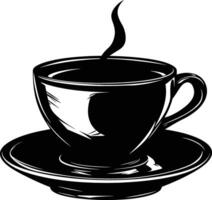 AI generated Silhouette a cup of coffee black color only vector