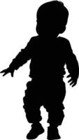 AI generated Silhouette baby boy full body black color only vector