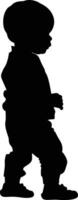 AI generated Silhouette baby boy full body black color only vector