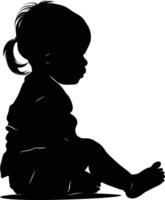 AI generated Silhouette baby girl full body black color only vector
