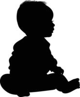 AI generated Silhouette baby boy full body black color only vector