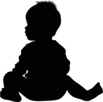 AI generated Silhouette baby boy full body black color only vector