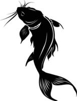 AI generated Silhouette cat fish black color only vector