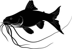 AI generated Silhouette catfish black color only vector