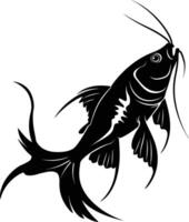 AI generated Silhouette catfish black color only vector