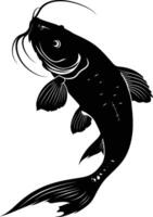 AI generated Silhouette catfish black color only vector