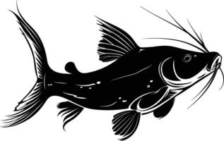 AI generated Silhouette catfish black color only vector