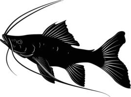 AI generated Silhouette catfish black color only vector