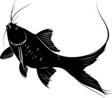 AI generated Silhouette catfish black color only vector