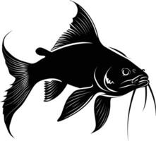 AI generated Silhouette catfish black color only vector