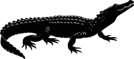 AI generated Silhouette crocodile black color only vector