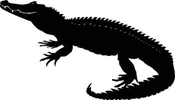 AI generated Silhouette crocodile black color only vector