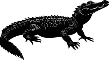 AI generated Silhouette crocodile black color only vector