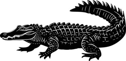 AI generated Silhouette crocodile black color only vector