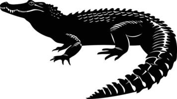 AI generated Silhouette crocodile black color only vector