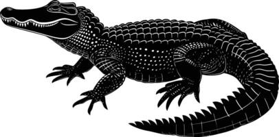 AI generated Silhouette crocodile black color only vector