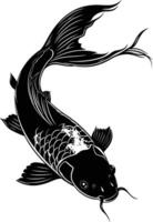 ai generado silueta koi pescado negro color solamente vector