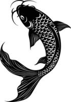 AI generated Silhouette koi fish black color only vector