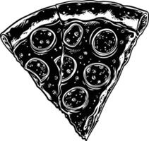 AI generated Silhouette pizza black color only vector