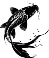 AI generated Silhouette koi fish black color only vector