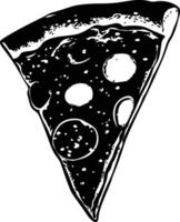 AI generated Silhouette pizza slice black color only vector