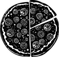 AI generated Silhouette pizza black color only vector