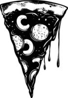 AI generated Silhouette pizza slice black color only vector