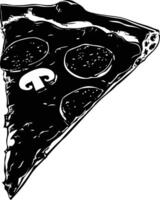 AI generated Silhouette pizza slice black color only vector