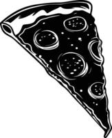 AI generated Silhouette pizza slice black color only vector