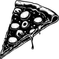 AI generated Silhouette pizza slice black color only vector
