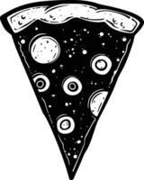 AI generated Silhouette pizza slice black color only vector