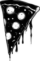 AI generated Silhouette pizza slice black color only vector