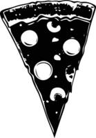 AI generated Silhouette pizza slice black color only vector