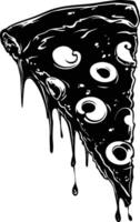 AI generated Silhouette pizza slice black color only vector